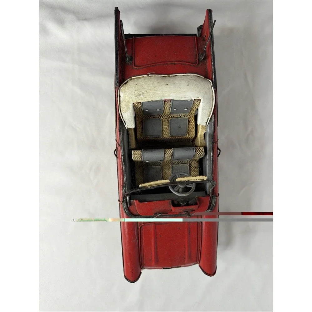 Vintage Red Tin Toy Convertible Car Vehicle - Age 17 Years & Up